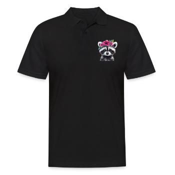 Cute raccoon with wreath - Men's Polo Shirt - black - Front - Kai (181cm)