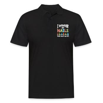 Nageltechniker Nagelstudio Nail Tech - Männer Poloshirt - Schwarz - Vorne - Kai (181cm)