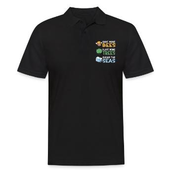 Save More Bees Plant More Trees Clean The Seas - Männer Poloshirt - Schwarz - Vorne - Kai (181cm)