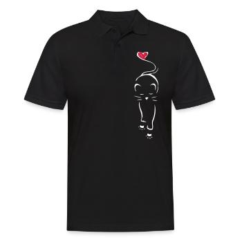 Cat silhouette heart paws - Men's Polo Shirt - black - Front - Kai (181cm)