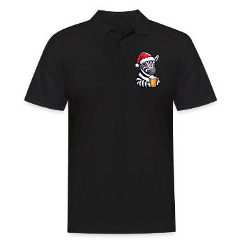 Zebra Weihnachten Bier Lustig - Männer Poloshirt - Schwarz - Vorne - Kai (181cm)