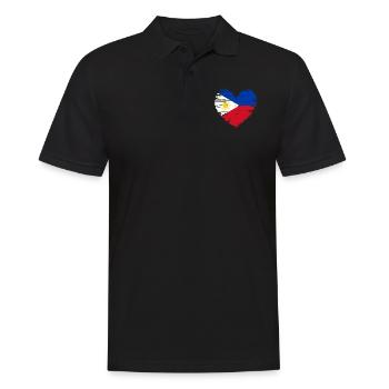 Philippinen Herz Flagge Fahne Wappen - Männer Poloshirt - Schwarz - Vorne - Kai (181cm)