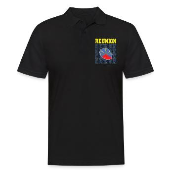 idee cadeau drapeau carte ile de la reunion 974 - Polo Homme - noir - Devant - Kai (181cm)