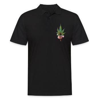Cannabis leaf - Marijuana TATTOO 1 - Männer Poloshirt - Schwarz - Vorne - Kai (181cm)