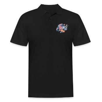 Bunte Blumen und Vögel - Männer Poloshirt - Schwarz - Vorne - Kai (181cm)
