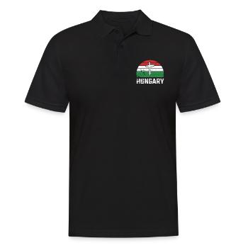 Ungarn Hungary Retro Sun Christlich Christ Ungarin - Männer Poloshirt - Schwarz - Vorne - Kai (181cm)