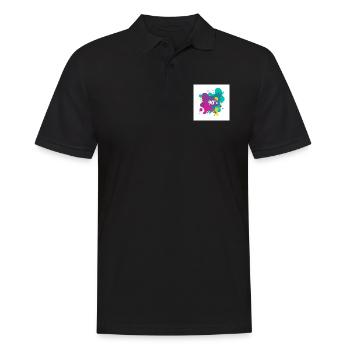 90er-Jahre-Vibes - Männer Poloshirt - Schwarz - Vorne - Kai (181cm)