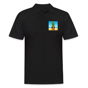 Pineapple with sunglasses on the beach - Men's Polo Shirt - black - Front - Kai (181cm)
