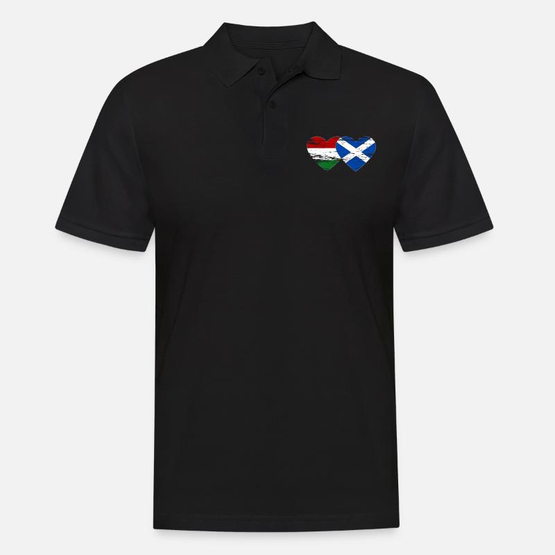 Hongrie Ecosse Drapeau Coeur Utilisé - Polo Homme - noir