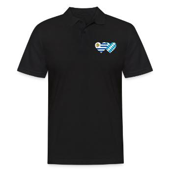Uruguay Bavaroise drapeau coeur utilisé - Polo Homme - noir - Devant - Kai (181cm)