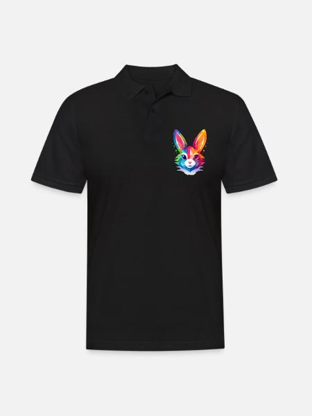 Polygonkaninchen in Regenbogenfarben - Männer Poloshirt - Schwarz