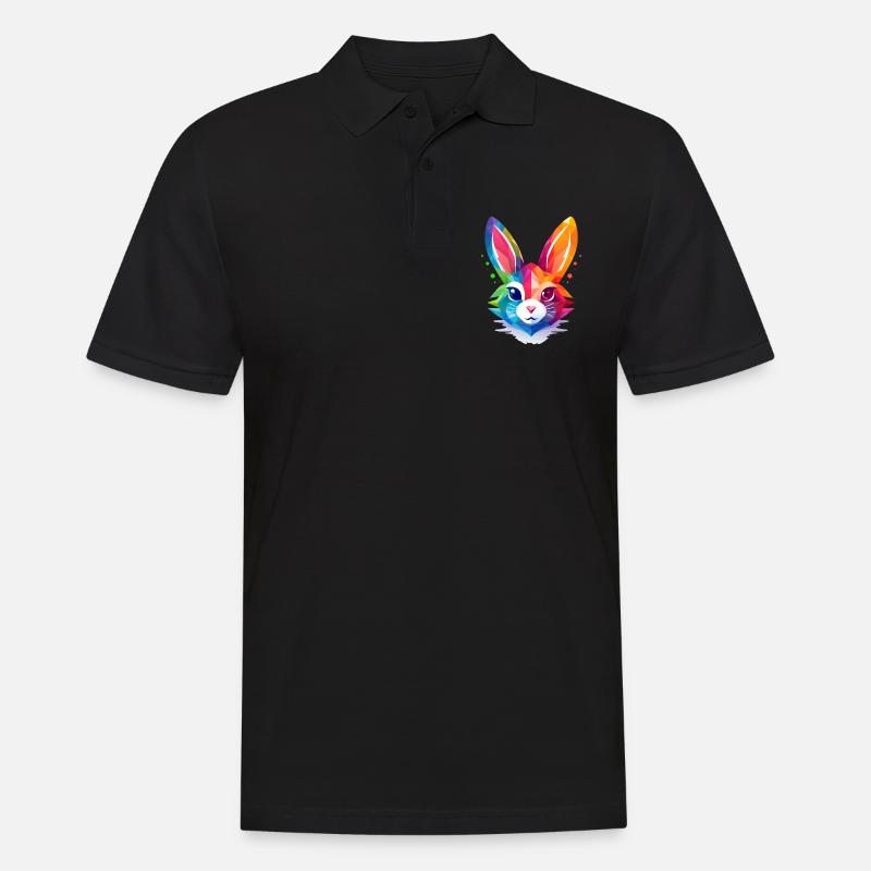 Polygonkaninchen in Regenbogenfarben - Männer Poloshirt - Schwarz