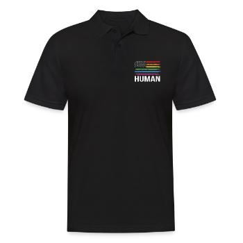LBGT Flag Gay Pride Human Vintage Arc-en-ciel - Polo Homme - noir - Devant - Kai (181cm)