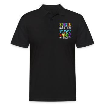 Groovy Hello Kindergarten Vibes Retro Lehrer - Männer Poloshirt - Schwarz - Vorne - Kai (181cm)
