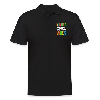 Groovy Hello Kindergarten Vibes Retro Lehrer - Männer Poloshirt - Schwarz - Vorne - Kai (181cm)