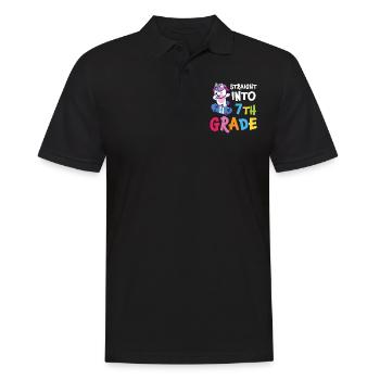 Straigt Into7th Grade Retro Groovy Femmes Heureuses - Polo Homme - noir - Devant - Kai (181cm)