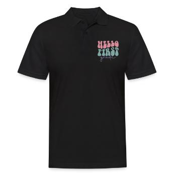 Hallo 1. Klasse Zurück zur Schule Erster Tag - Männer Poloshirt - Schwarz - Vorne - Kai (181cm)