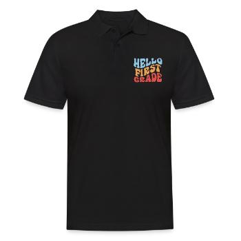 Hallo 1. Klasse Zurück zur Schule Erster Tag - Männer Poloshirt - Schwarz - Vorne - Kai (181cm)