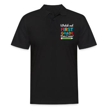 Hallo 1. Klasse Zurück zur Schule Erster Tag - Männer Poloshirt - Schwarz - Vorne - Kai (181cm)