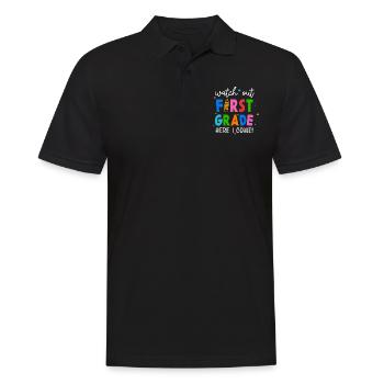 Hallo 1. Klasse Zurück zur Schule Erster Tag - Männer Poloshirt - Schwarz - Vorne - Kai (181cm)