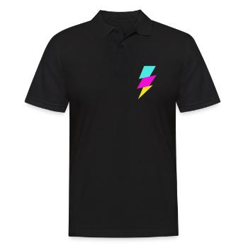 Abstrakter Strahl in Neonfarben - Männer Poloshirt - Schwarz - Vorne - Kai (181cm)
