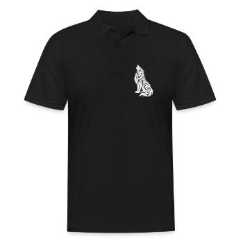 Wolf Tribal - Männer Poloshirt - Schwarz - Vorne - Kai (181cm)
