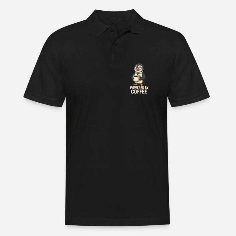 Kaffeepinguin mit Stil - Männer Poloshirt - Schwarz