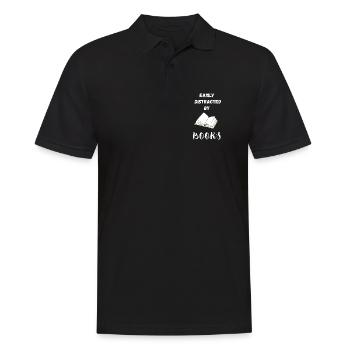 Leicht von Büchern abgelenkt - Männer Poloshirt - Schwarz - Vorne - Kai (181cm)