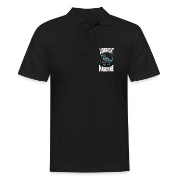 Gym Shirt – Vorsicht Maschine - Männer Poloshirt - Schwarz - Vorne - Kai (181cm)