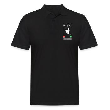 Mon chat appelle - chats propriétaires chat chat - Polo Homme - noir - Devant - Kai (181cm)