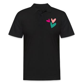 PAAR. GERADE VERHEIRATET. Junggesellinnenabschied. HEILIGER VALENTINSTAG. MARIES - Männer Poloshirt - Schwarz - Vorne - Kai (181cm)