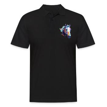 Wunderschönes Pferdekopf-Mosaik-Design - Männer Poloshirt - Schwarz - Vorne - Kai (181cm)