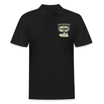 Abgelenkt durch Laufschuhe - Läufer Laufen Runner - Männer Poloshirt - Schwarz - Vorne - Kai (181cm)