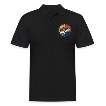 Retro Bass Fish Largemouth Bass Fishing Fisherman - Männer Poloshirt - Schwarz - Vorne - Kai (181cm)