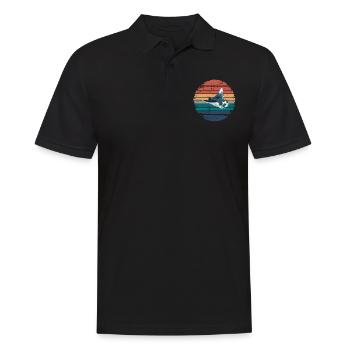 Manta Ray Retro Vintage Ocean Animal Sea Lover - Männer Poloshirt - Schwarz - Vorne - Kai (181cm)