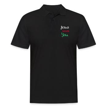 Jesus loves you - Polo Homme - noir - Devant - Kai (181cm)