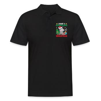 Je veux un hippopotame pour les lumières de Noël Père Noël - Polo Homme - noir - Devant - Kai (181cm)