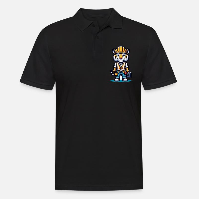 Cute Tiger Construction Worker - Männer Poloshirt - Schwarz
