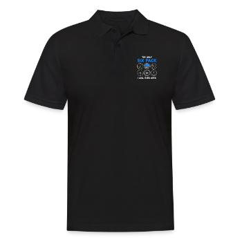 Pilot six pack - Fliegen, Flugzeug, Flugstunde - Männer Poloshirt - Schwarz - Vorne - Kai (181cm)