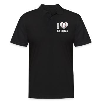 Cœur de fan de baseball J’aime mon entraîneur - Polo Homme - noir - Devant - Kai (181cm)