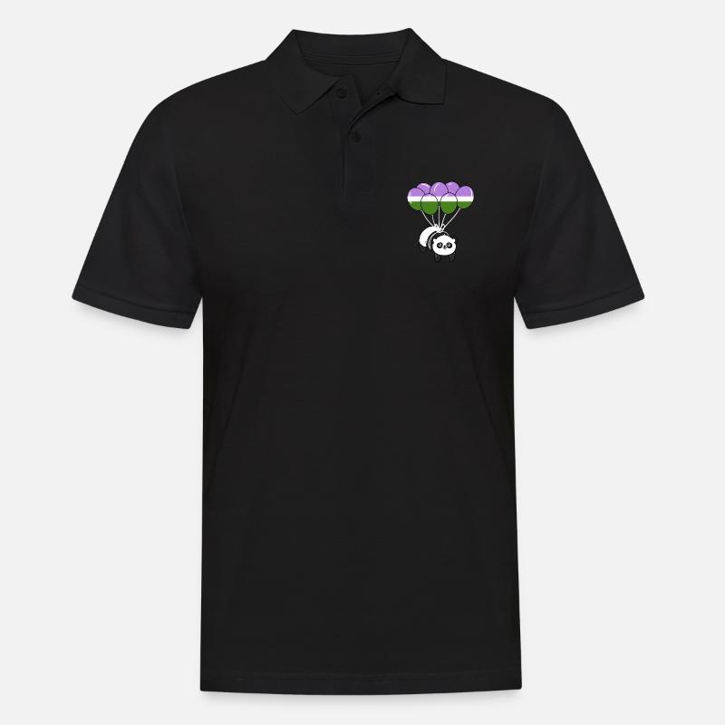 Panda Ballon Genderqueer Pride - Männer Poloshirt - Schwarz