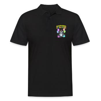 Achtung Ich Bin Schon 1 Geburtstag Waschbär - Männer Poloshirt - Schwarz - Vorne - Kai (181cm)