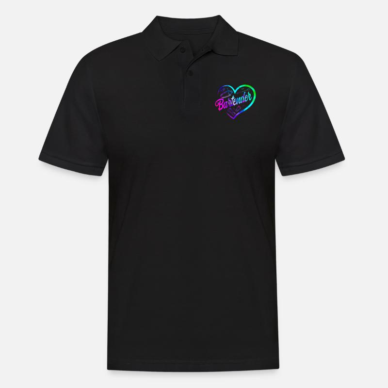 Bartender Mixologist Heart - Männer Poloshirt - Schwarz