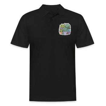 Sukkulenten im Topf Pflanzen in Grün, Lila, Blau - Männer Poloshirt - Schwarz - Vorne - Kai (181cm)
