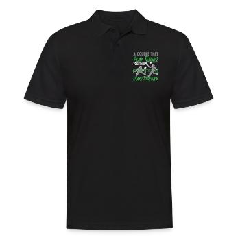 Funny Tennis Player Racket Couple - Männer Poloshirt - Schwarz - Vorne - Kai (181cm)