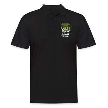 Funny Tennis Player Racket In Case - Men's Polo Shirt - black - Front - Kai (181cm)