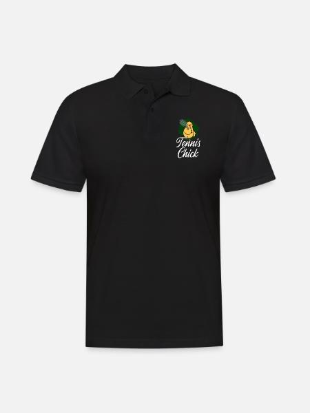 Funny Tennis Player Racket Chicken - Men's Polo Shirt - black