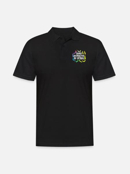 Otter Easily Distracted By Otters - Men's Polo Shirt - black