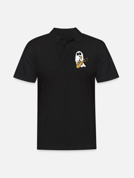 Saxophone Halloween Ghost - Men's Polo Shirt - black