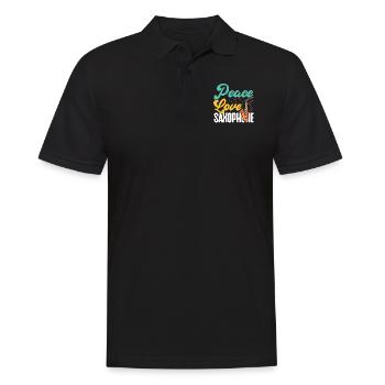 Saxophone Girl Peace Love - Männer Poloshirt - Schwarz - Vorne - Kai (181cm)